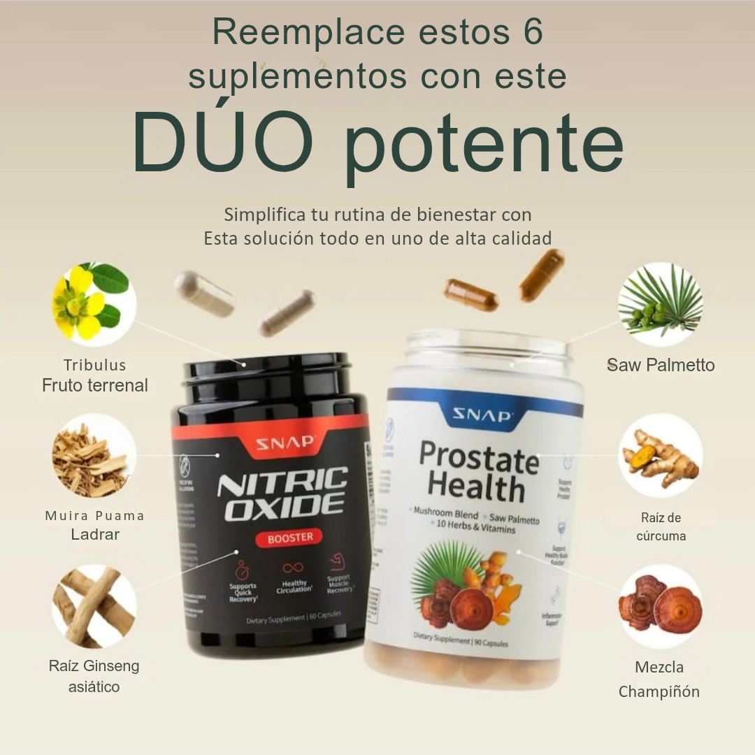 PROMO: 2x1 Prostate Health MAX™ + Nitric Oxide™ l Combo Vitalidad Masculina DUO POTENTE 2X1