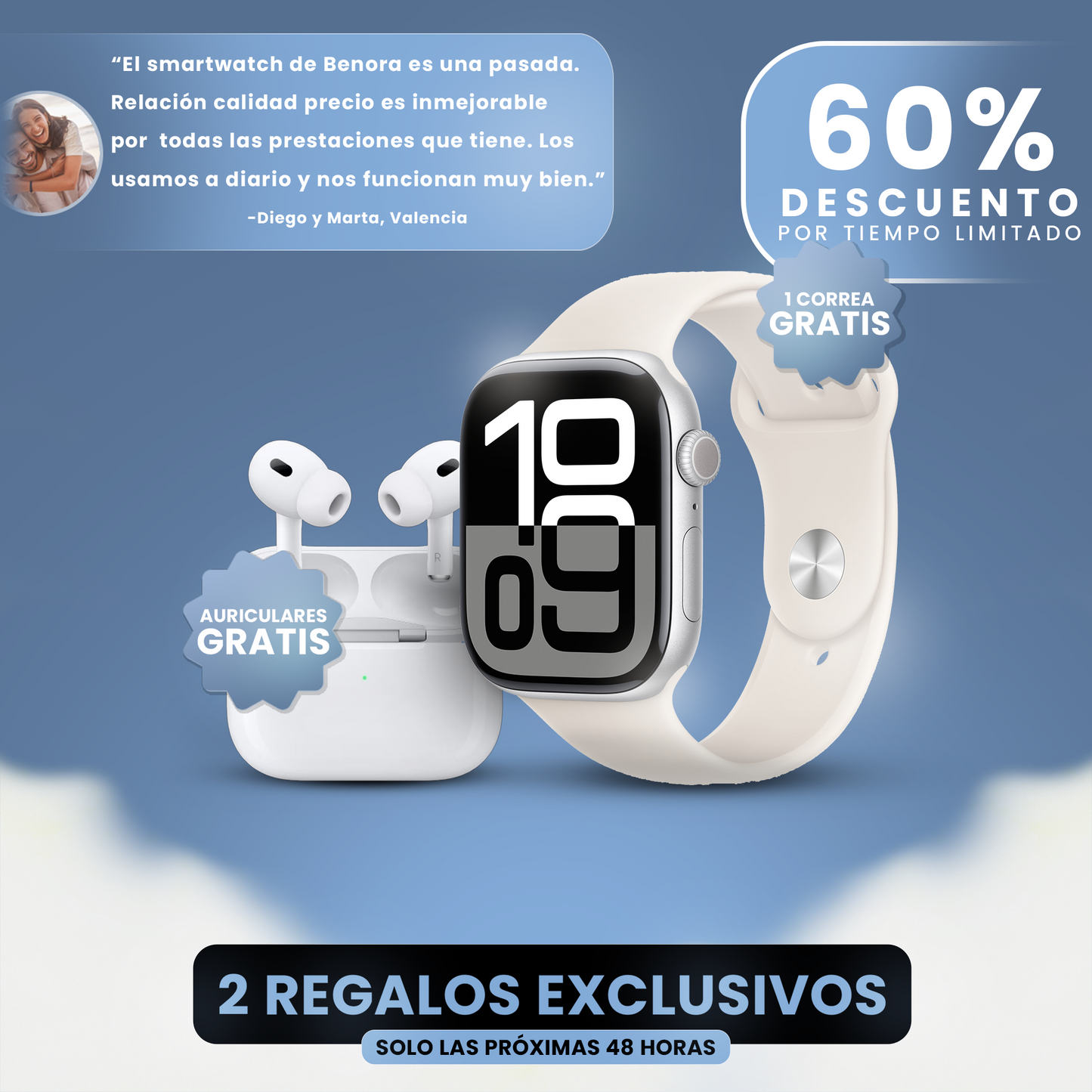 Smartwatch Benora™ + 1 Correa y Auriculares (GRATIS) - Edición Limitada
